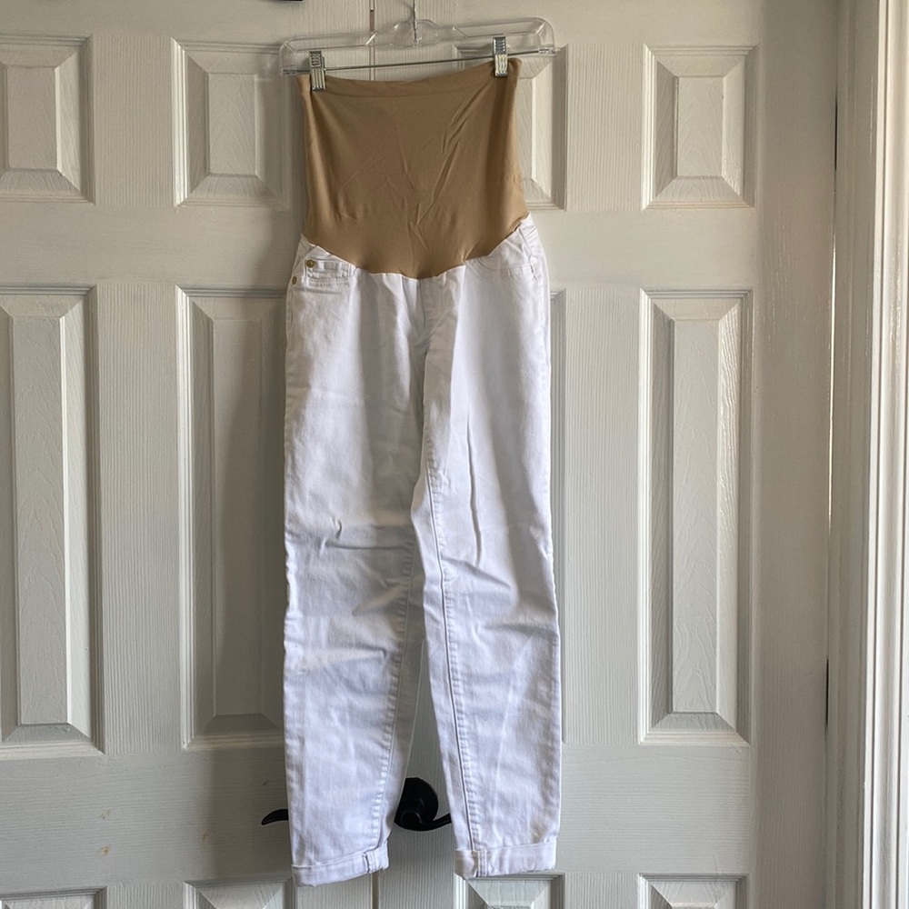 Maternity White Cropped Jeans